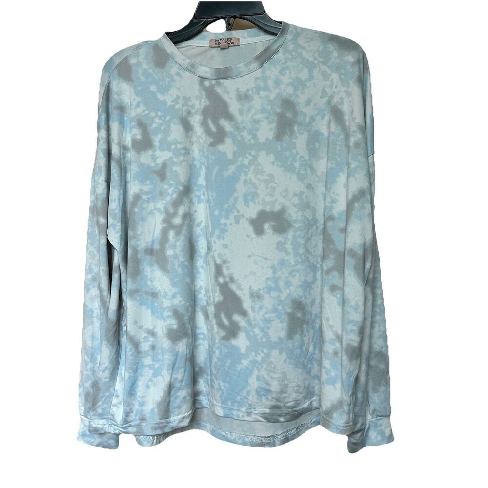 Badgley Mischka Top Lg Long Sleeve Pullover Tie Dye Athleisure Casual Preppy